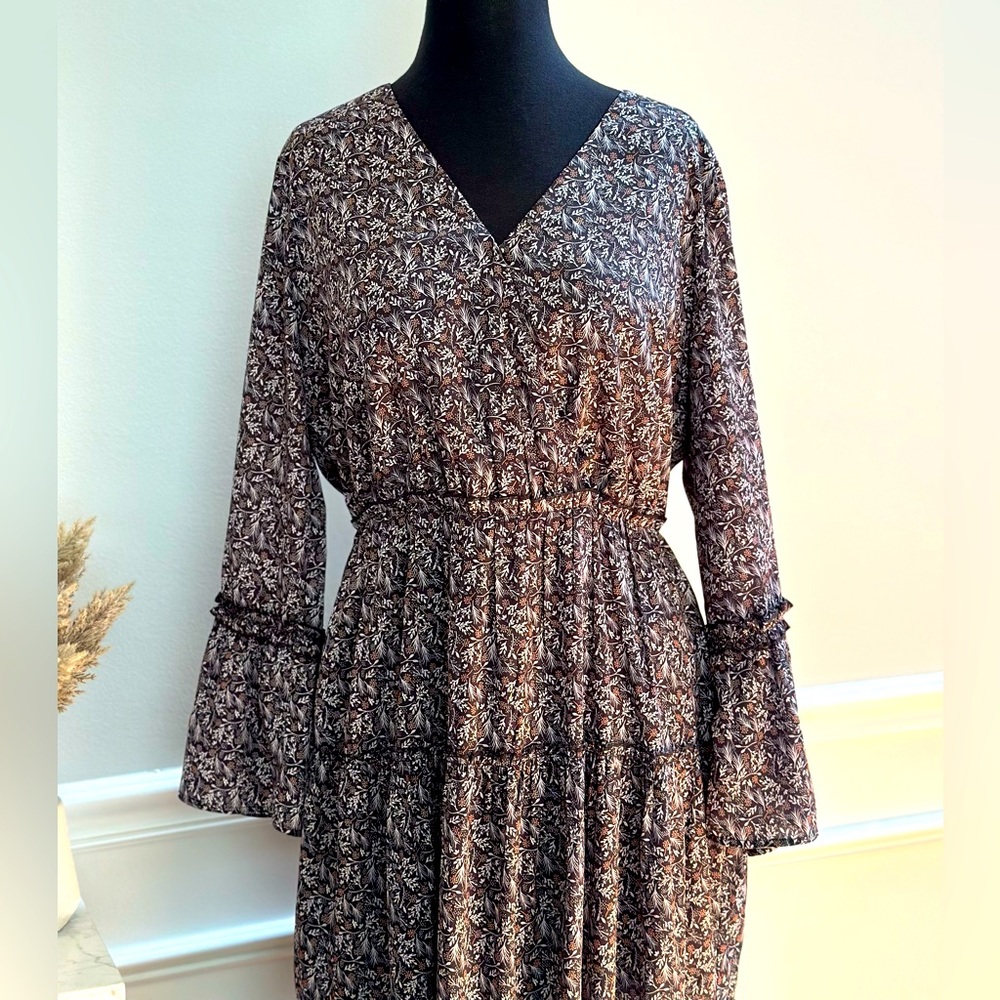 DownEast Floral Maxi Dress Size L NWT